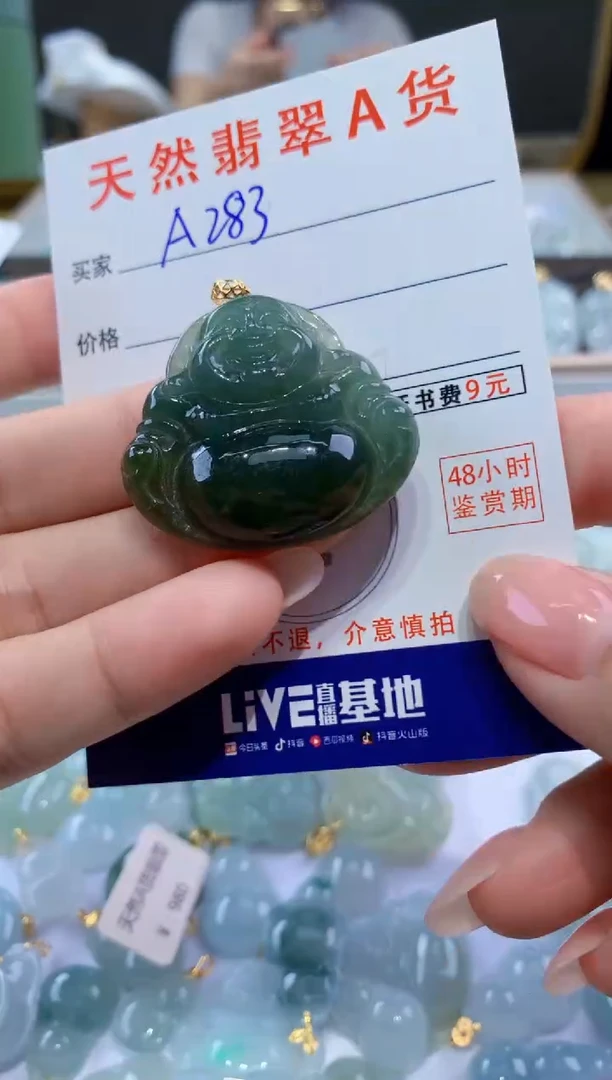 颈饰18K金镶嵌翡翠天然翡翠A货挂件