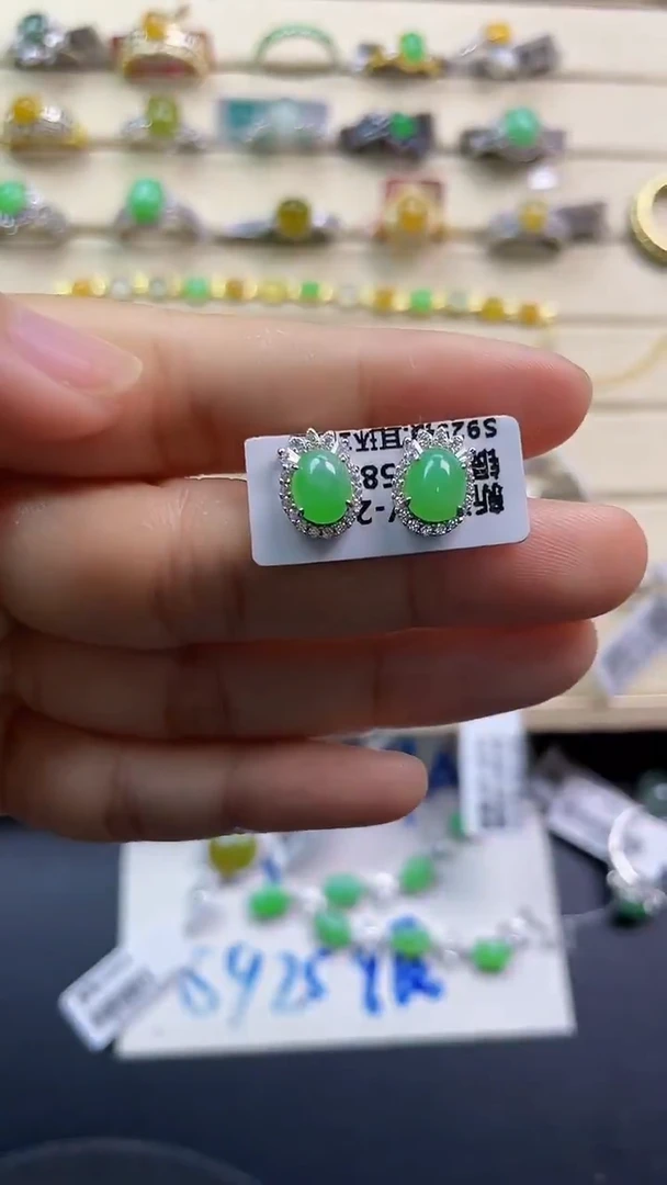 银S925镶嵌戒指翡翠翡翠 蛋面 银S925镶嵌