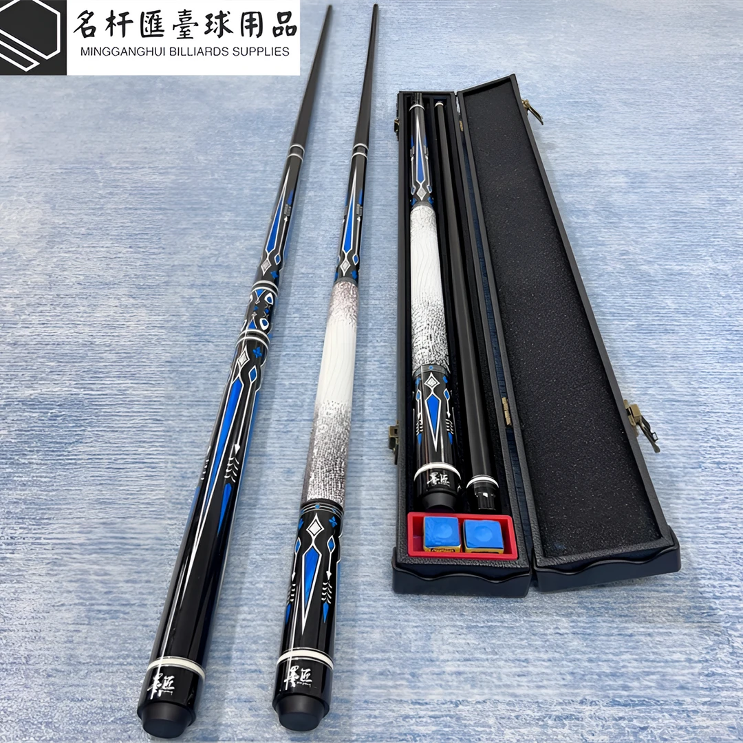 问鼎黑科技碳素纤维台球杆1/2小头杆波茨大头杆中式黑八9球桌球杆