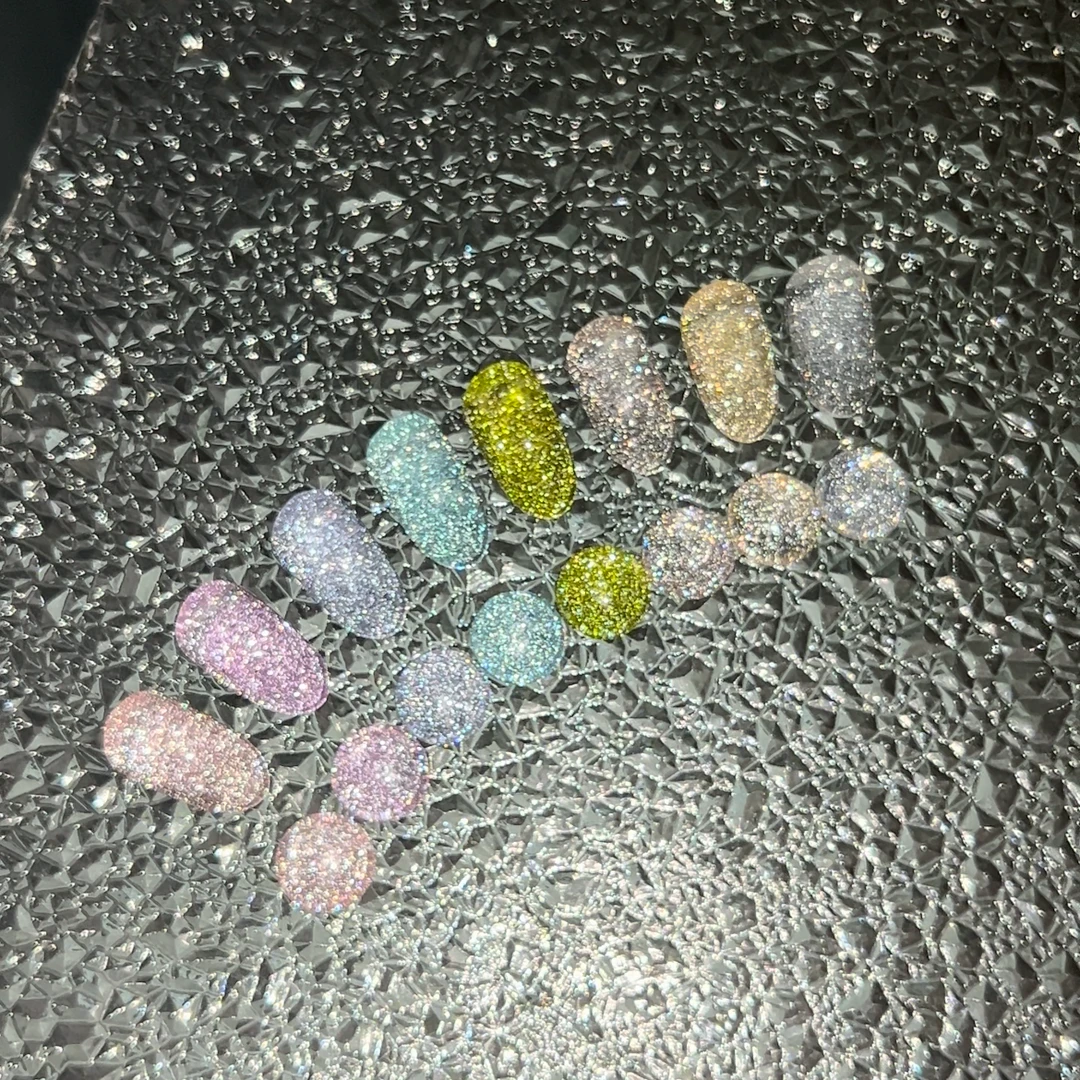 【银河来信】8色爆闪碎钻胶15ml甲油胶不发灰反光闪钻胶