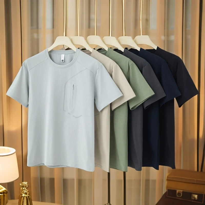 【专柜同款】高级感轻奢创意短袖商务休闲透气百搭圆领宽松T恤短袖