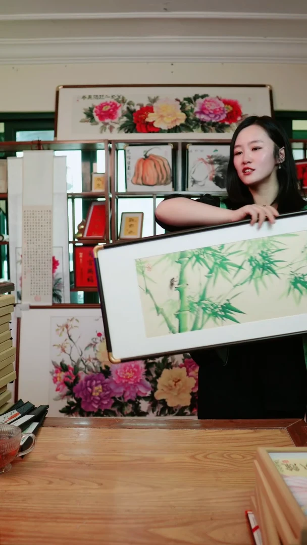 书法知了~竹子~123*36厘米带框