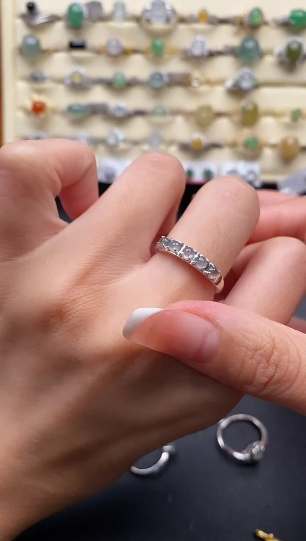 银S925镶嵌戒指翡翠6666666+1