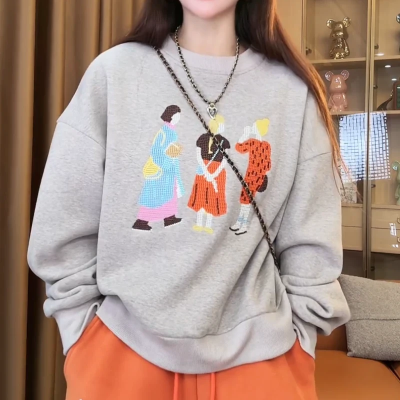 2025秋冬新款加绒加厚显瘦百搭圆领长袖卫衣LK2507872