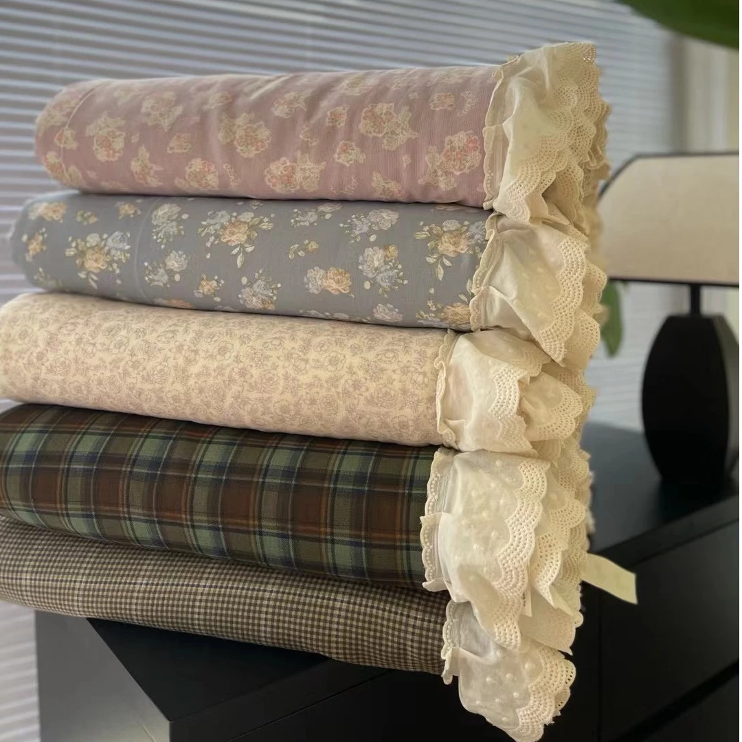 少女心法式风全棉双层纱单夏被韩式碎花纯棉双人床空调被可机洗