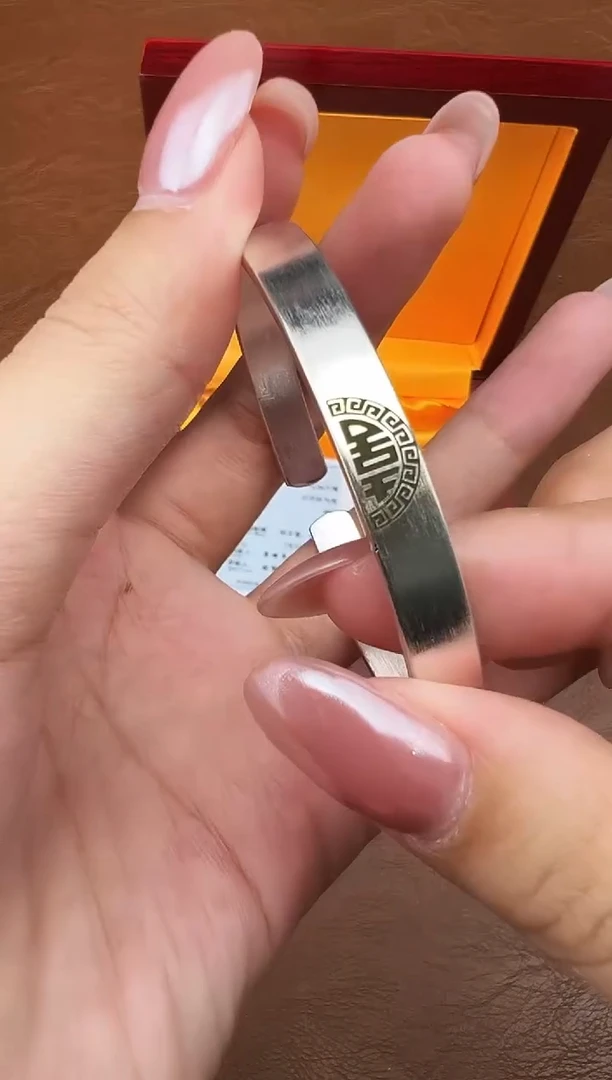 万家文玩阁喜字银手镯链接@@SP349