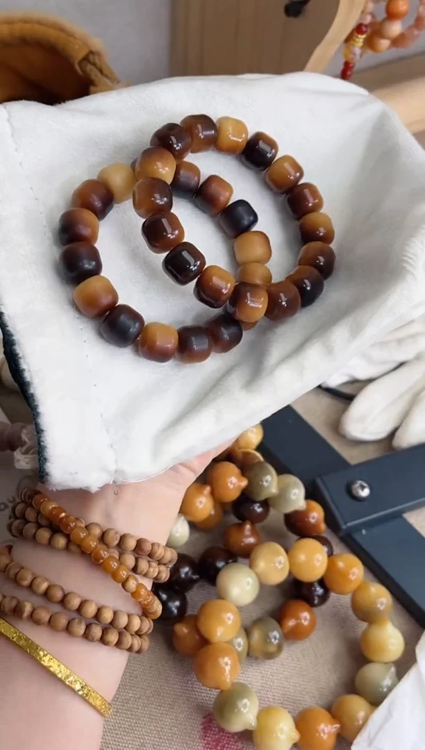 菩提根/象牙果手串炭烧汉堡13*14mm手串