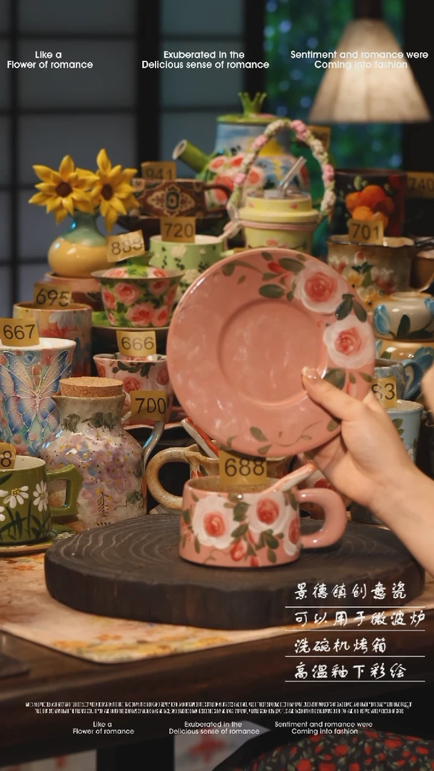 陶瓷688景德镇高温釉下彩绘设计师款式