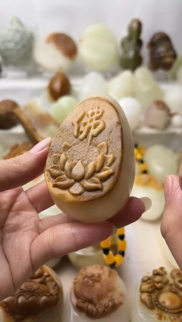 石材古青石棉纹正常不退换佛莲花微瑕