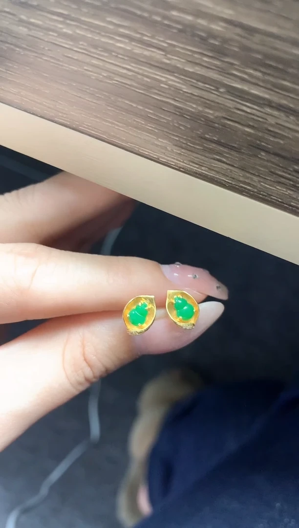 【闪购商品】翡翠耳饰18K金镶嵌耳饰|1900+190