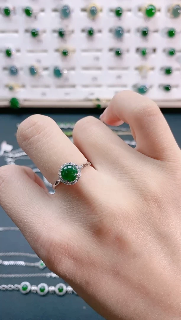 【闪购商品】翡翠戒指银S925镶嵌天然翡翠