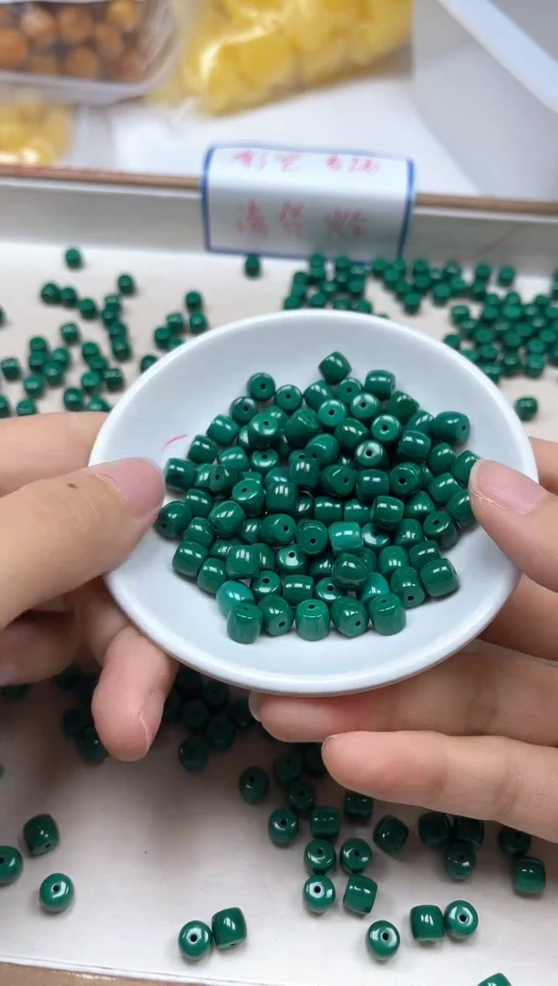 手饰玛瑙未镶嵌B1791高瓷绿老6*7mm10个8元