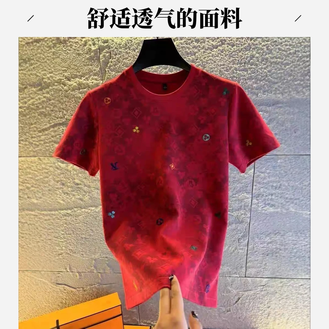 新款时尚百搭个性设计轻奢高定款白色T恤衫夏季青年高级感半袖t恤