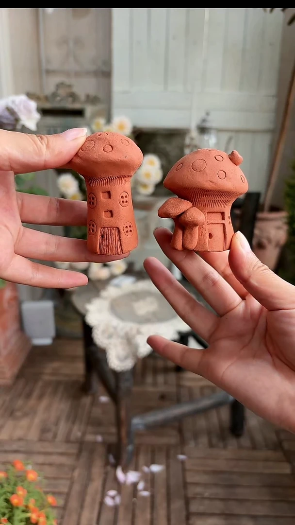 手捏小蘑菇花园摆件