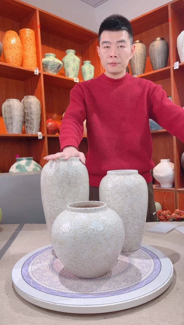 【闪购商品】瓶茶白 三件套  陶瓷花瓶 无花