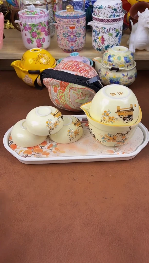 陶瓷茶具摆件旅行套组