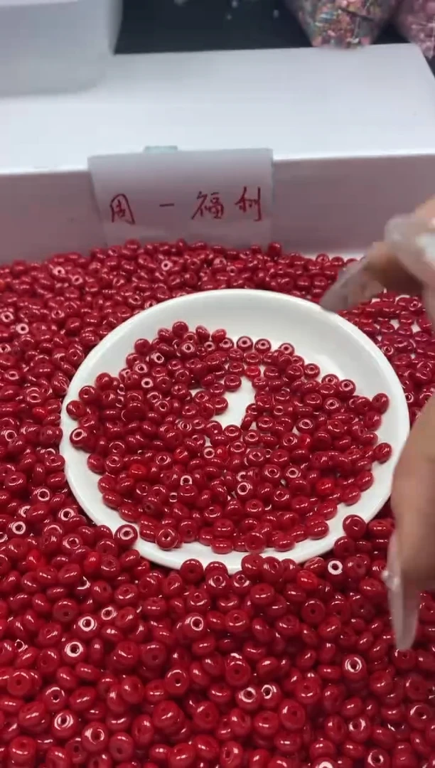 南红玛瑙未镶嵌颈饰W2256高品锦红算盘6*3MM*50颗