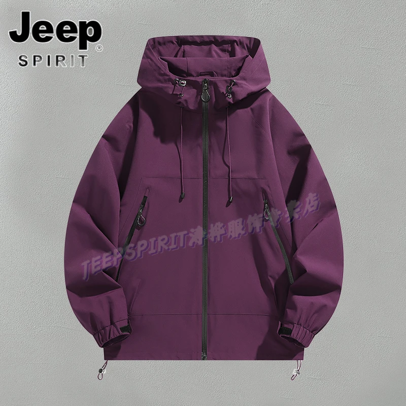 Jeep吉普男士冲锋外套秋冬新款复古机能风户外连帽夹克男休闲百搭