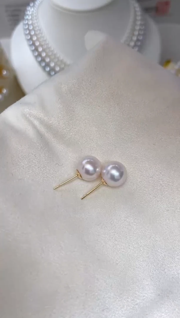 【闪购商品】海水珍珠耳钉18K金镶嵌9-9.5mm耳钉福利