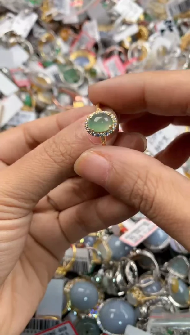 银S925镶嵌戒指翡翠777----8