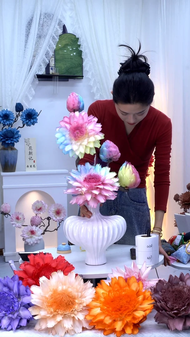 龙枣支洋蓟浅彩虹【带花瓶】