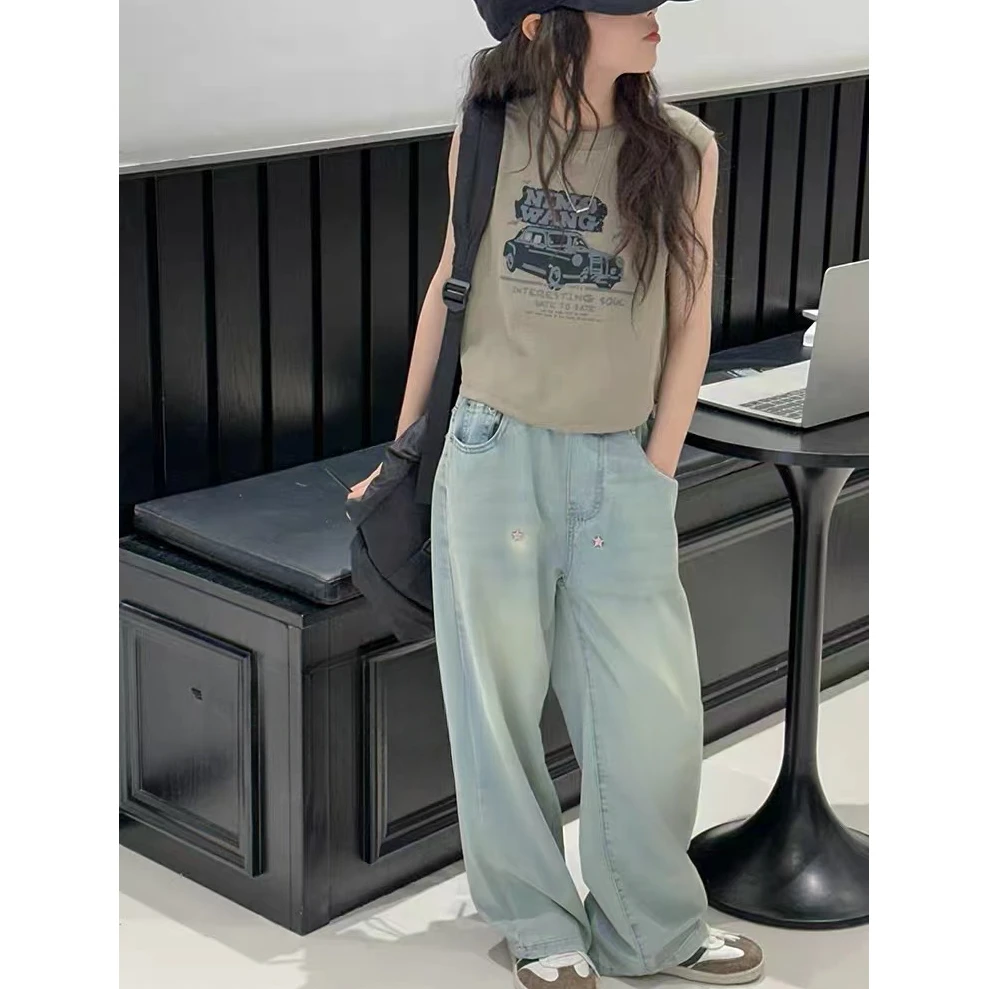 春秋款女童刺绣牛仔裤955