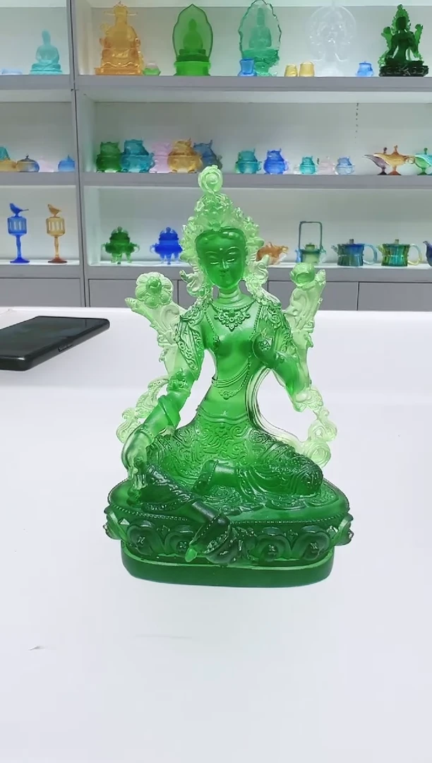 手工艺品琉璃古法琉璃12.5cm绿度母