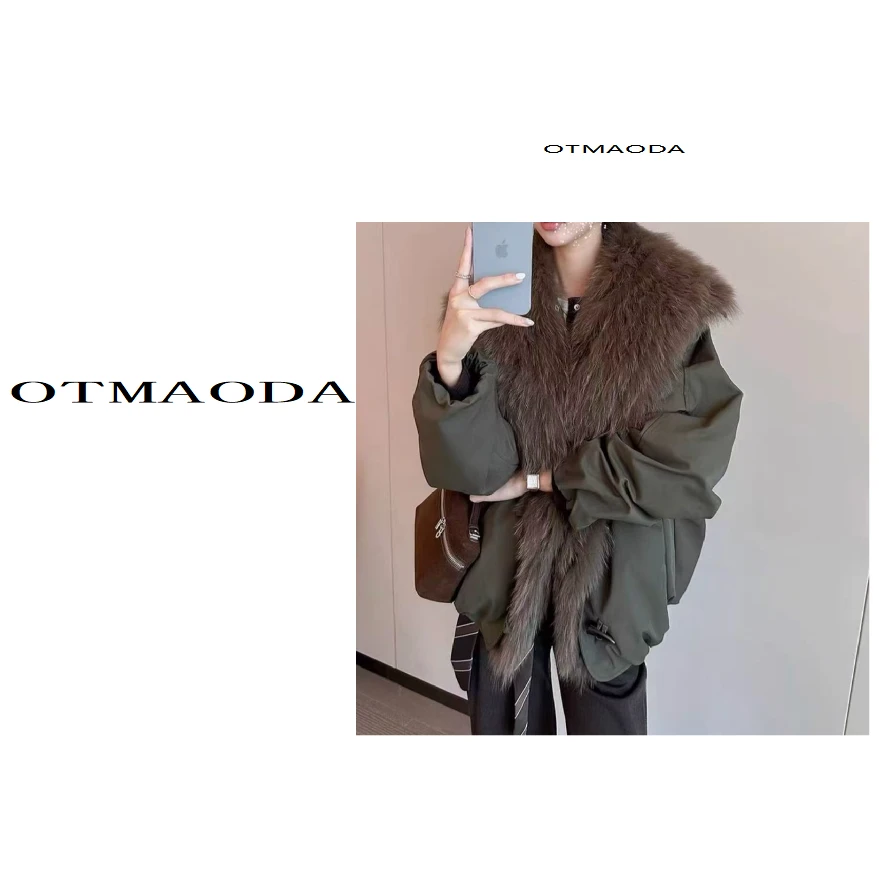 【南瓜定制】N25173-高级感大毛领派克羽绒服