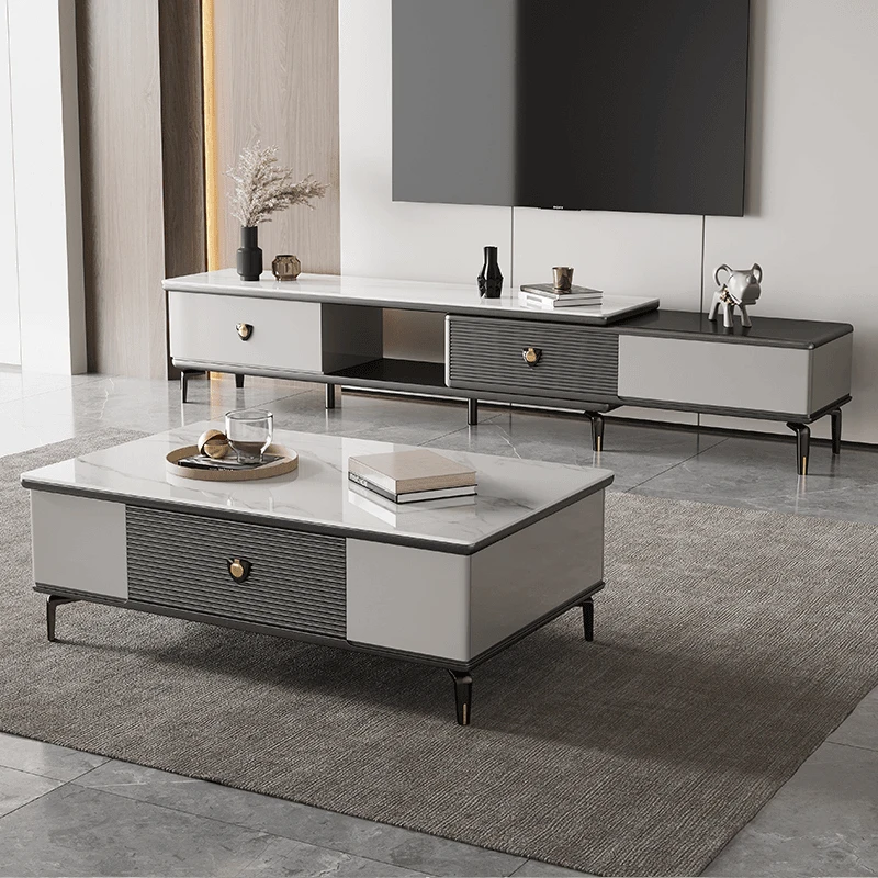 轻奢电视柜茶几家用可伸缩电视柜可储物现代简约组合茶几电视柜