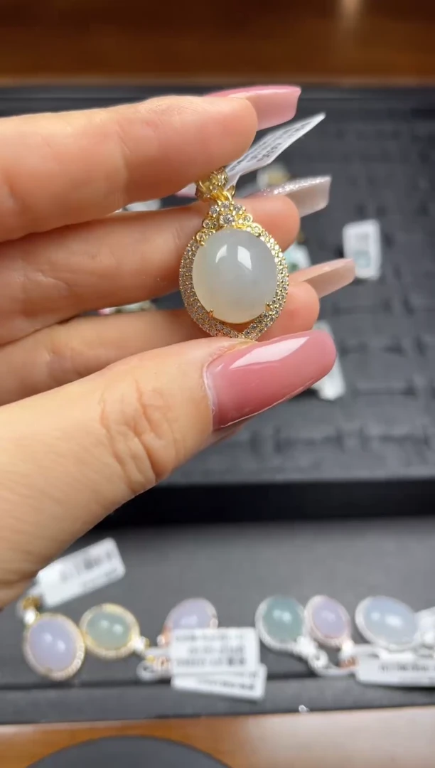 银S925镶嵌戒指翡翠天然翡翠A货
