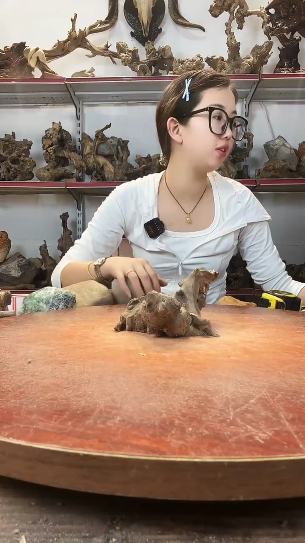 木冰**绘黄荆随型风化镂空底座摆件无漆无蜡