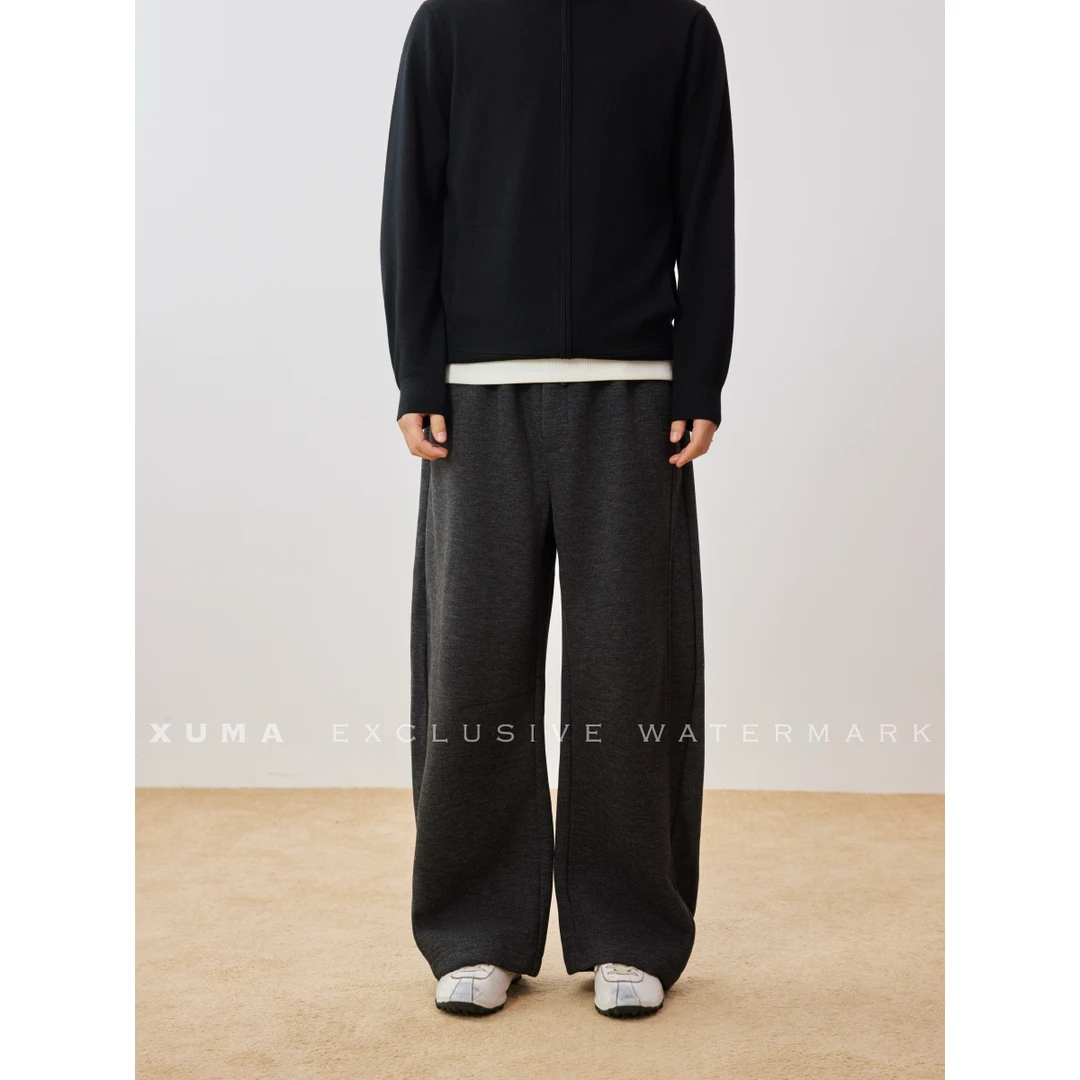 XUMA 25F/W【加厚抓绒】520g立体加厚纯色结构感设计弯刀宽松卫裤