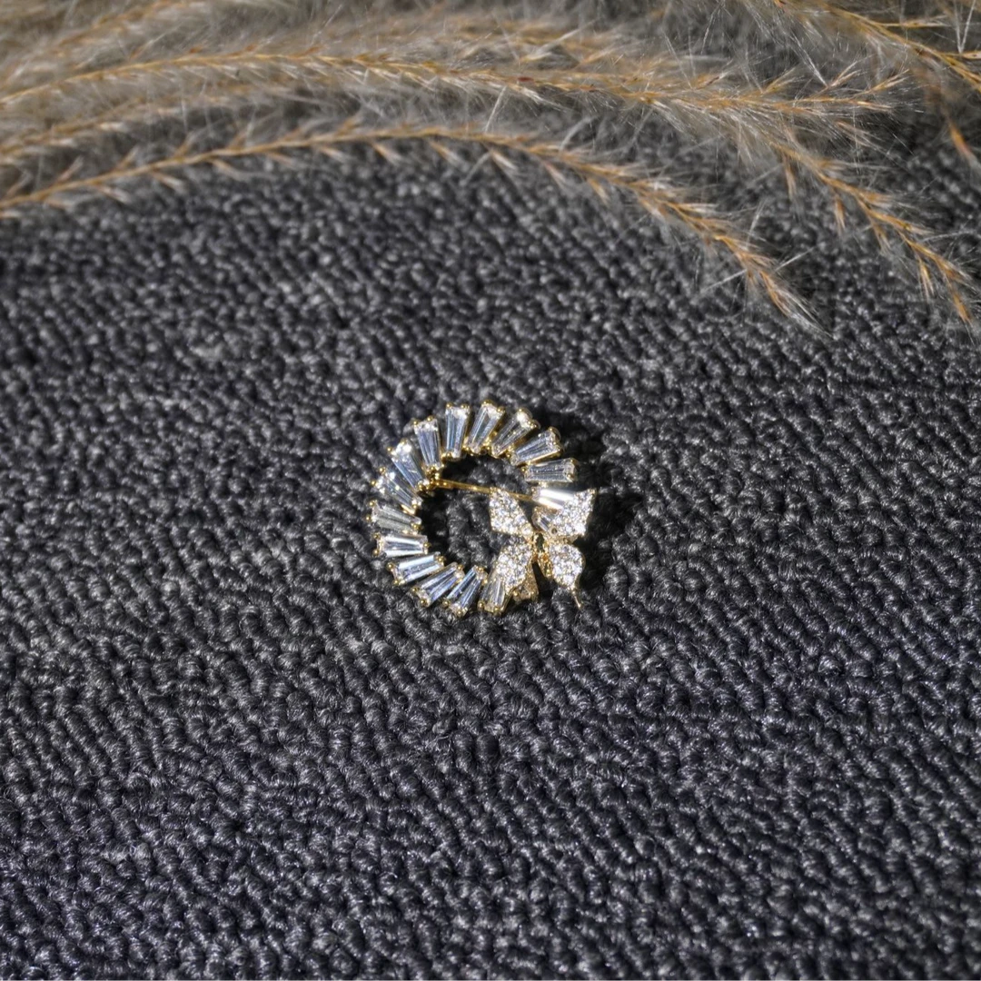 铜合成锆石胸针 [303]优雅百搭蝴蝶珍珠气质高档西装毛衣胸针配饰