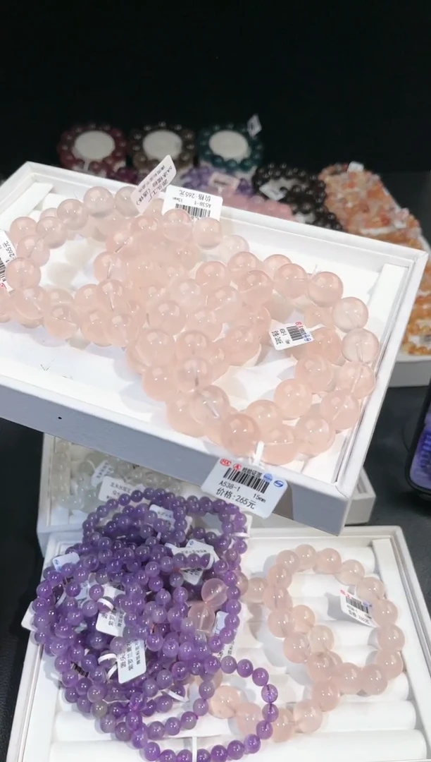 【闪购商品】水晶手链未镶嵌多样性发一冰橘粉15mm