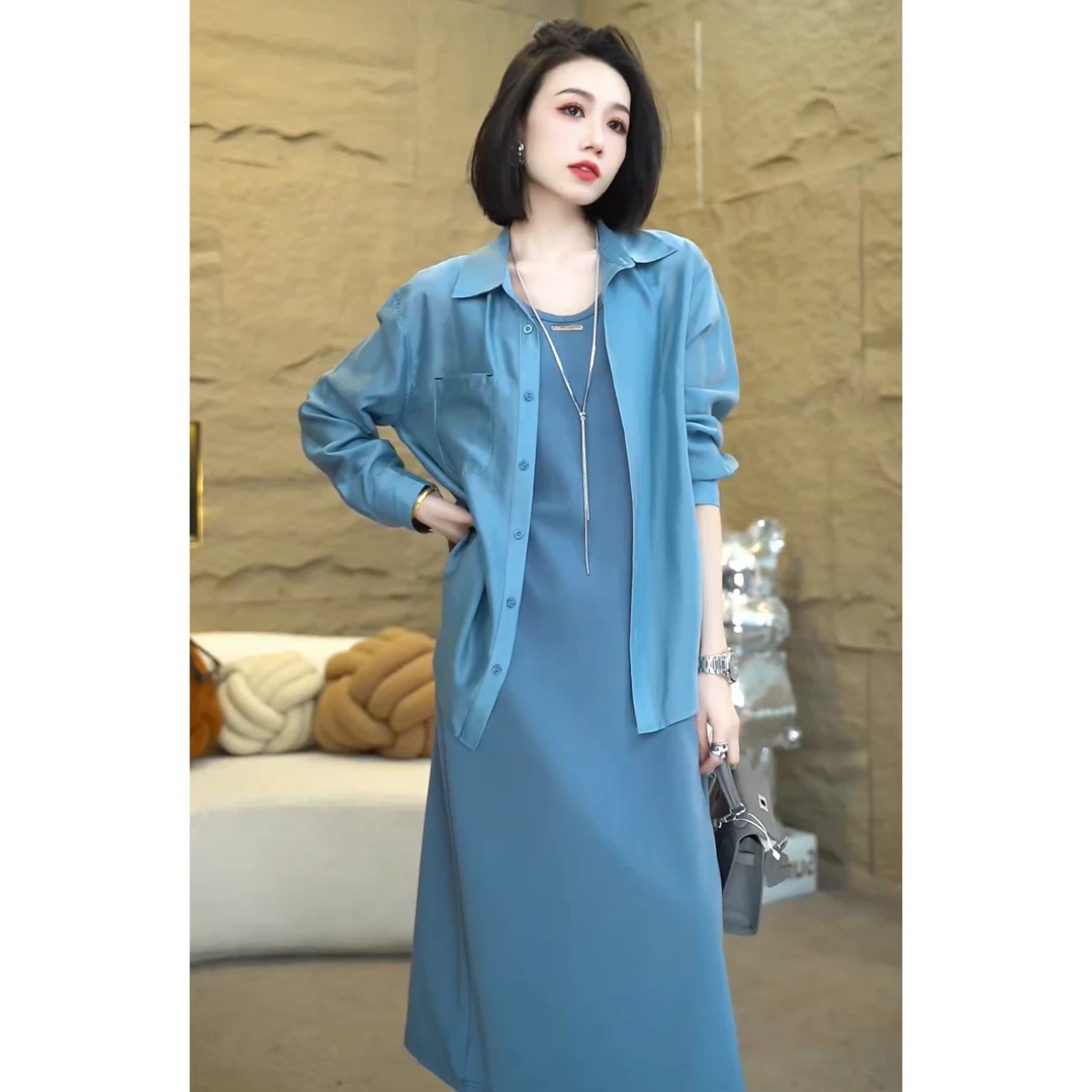 欧颍昇春夏法式漂亮衣服通勤风女装高级感衬衫背心连衣裙子7211