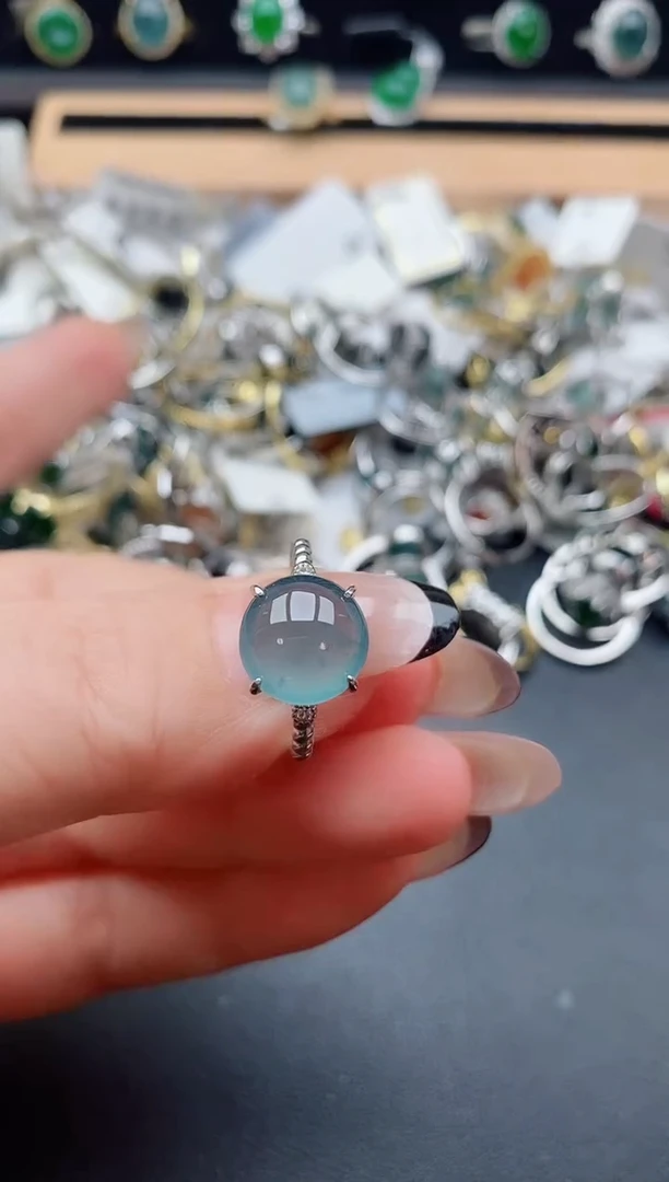 银S925镶嵌戒指翡翠1