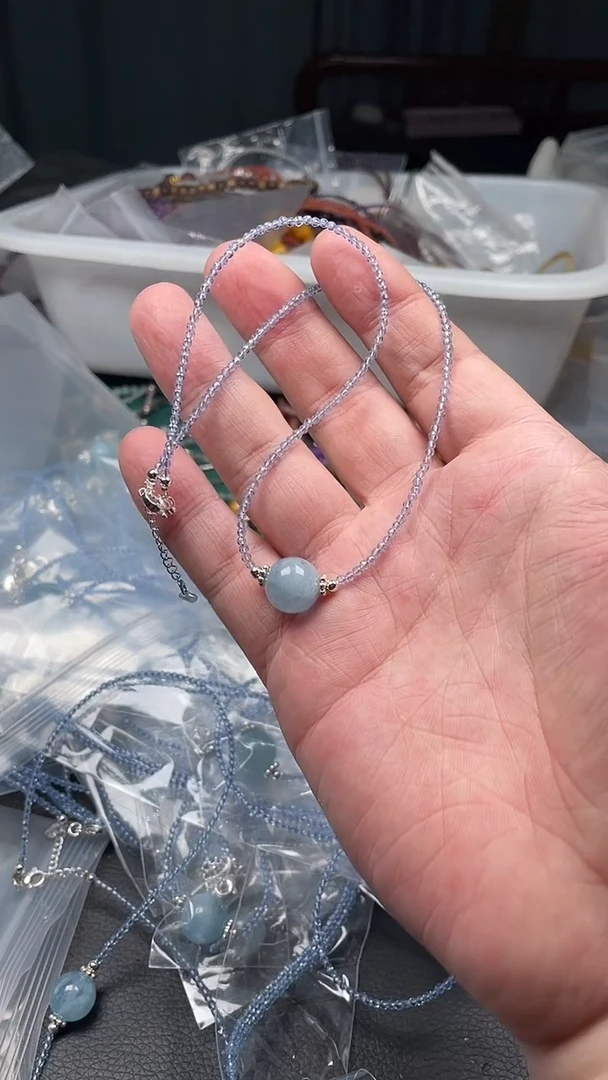 海蓝宝石颈饰未镶嵌多样性发货拍一发一