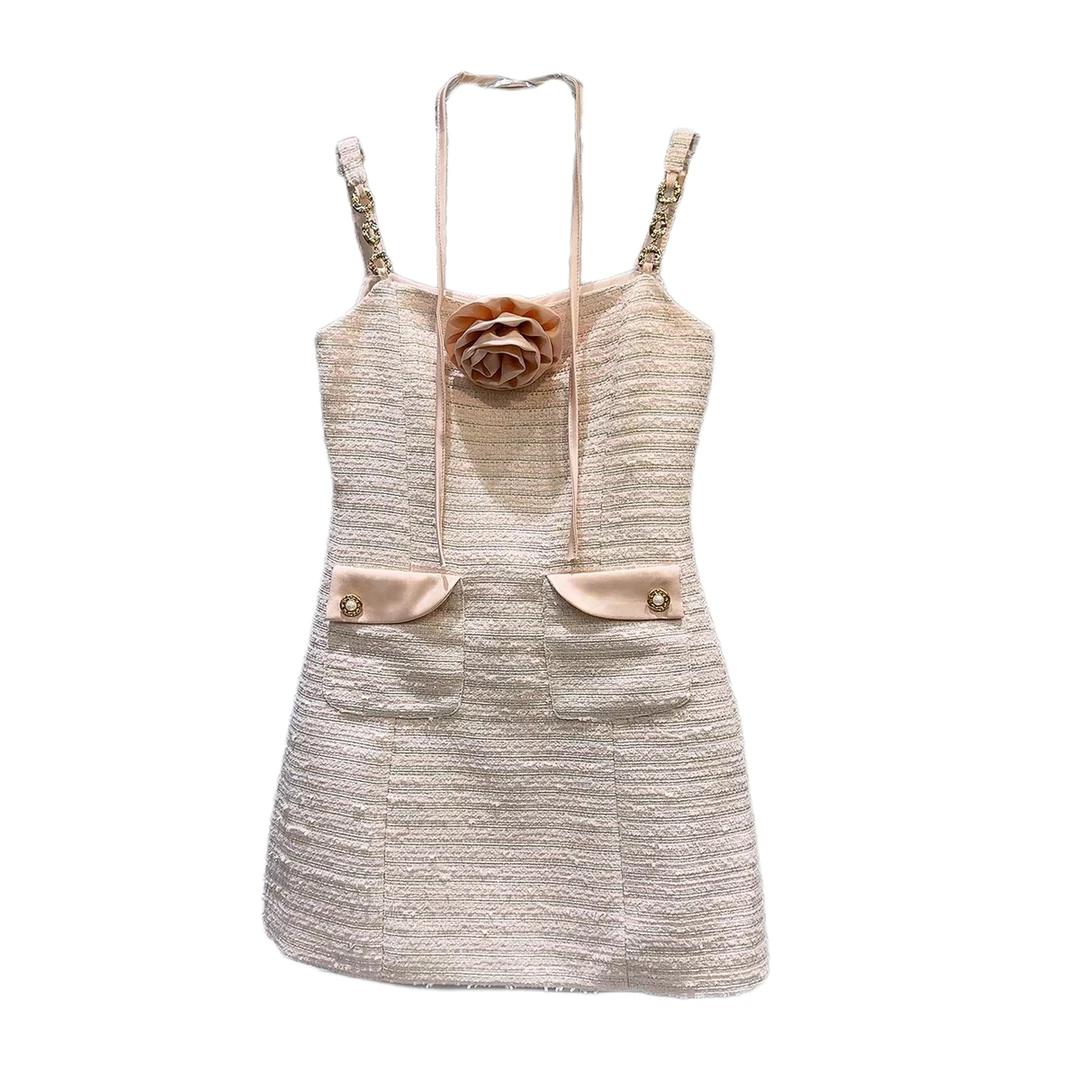 豆豆推荐 粗花呢吊带连衣裙