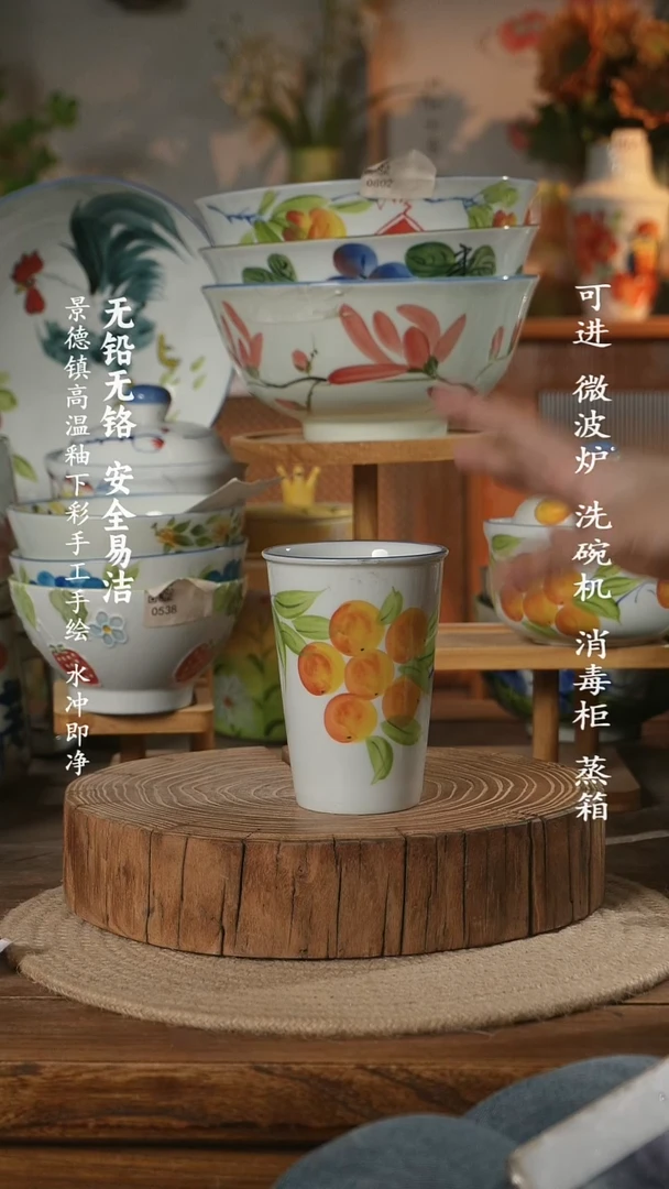 瓷景德镇高温瓷釉下彩手绘陶瓷