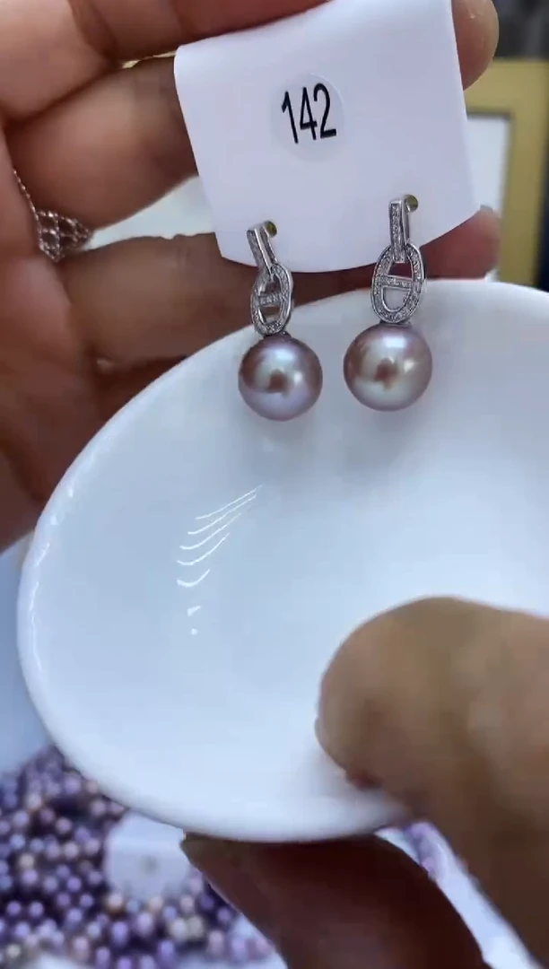 银S925镶嵌耳饰淡水珍珠142