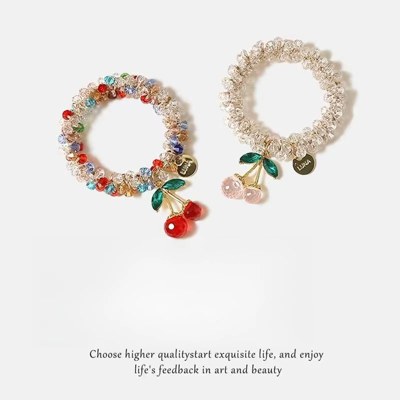 彩色水钻小樱桃发绳  到手2个！