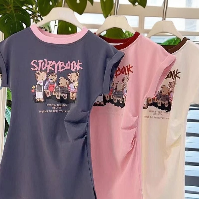 女童连衣裙儿童夏季纯棉短袖裙子新品韩版女孩洋气休闲薄款T恤裙