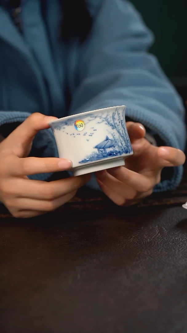【闪购商品】杯-650HLX陶瓷山水马蹄束腰杯