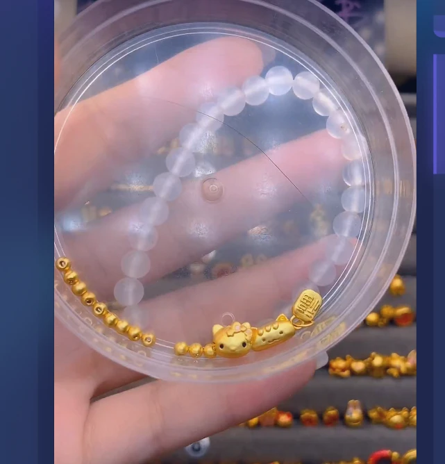 足金999法棍猫+kt猫+卡3古12颗+方福*2玛 瑙手串/ 多样性发