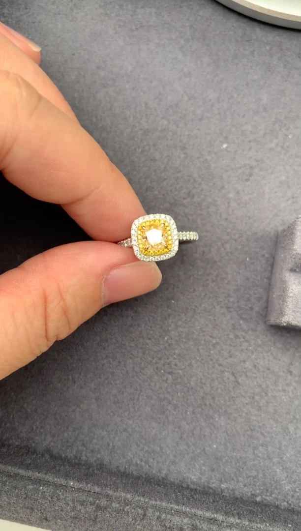 18K金镶嵌戒指/指环钻石1ct黄钻  定制  GH