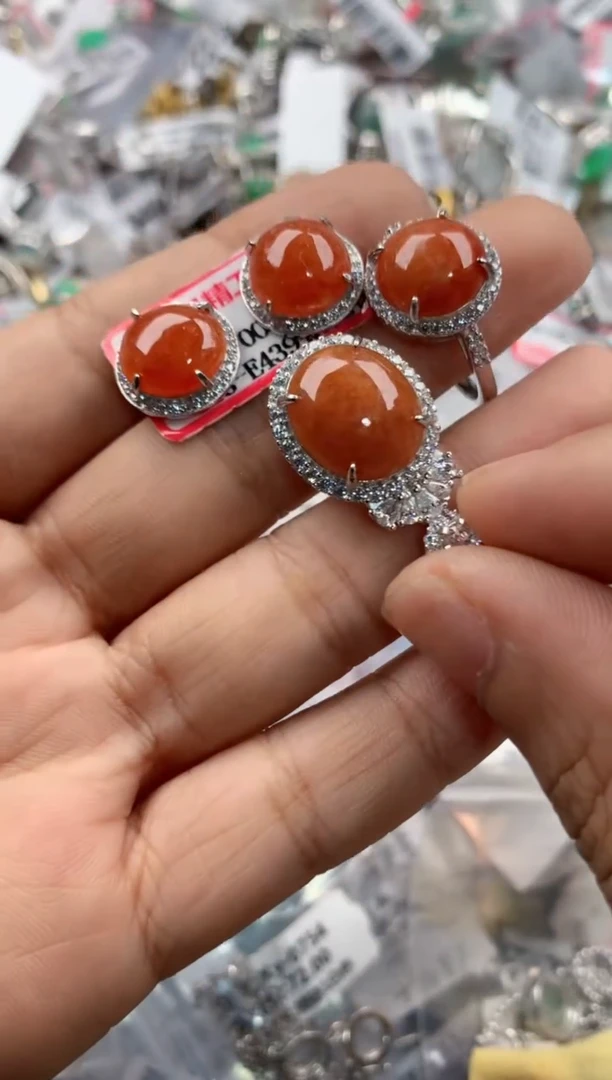 银S925镶嵌戒指翡翠444             1