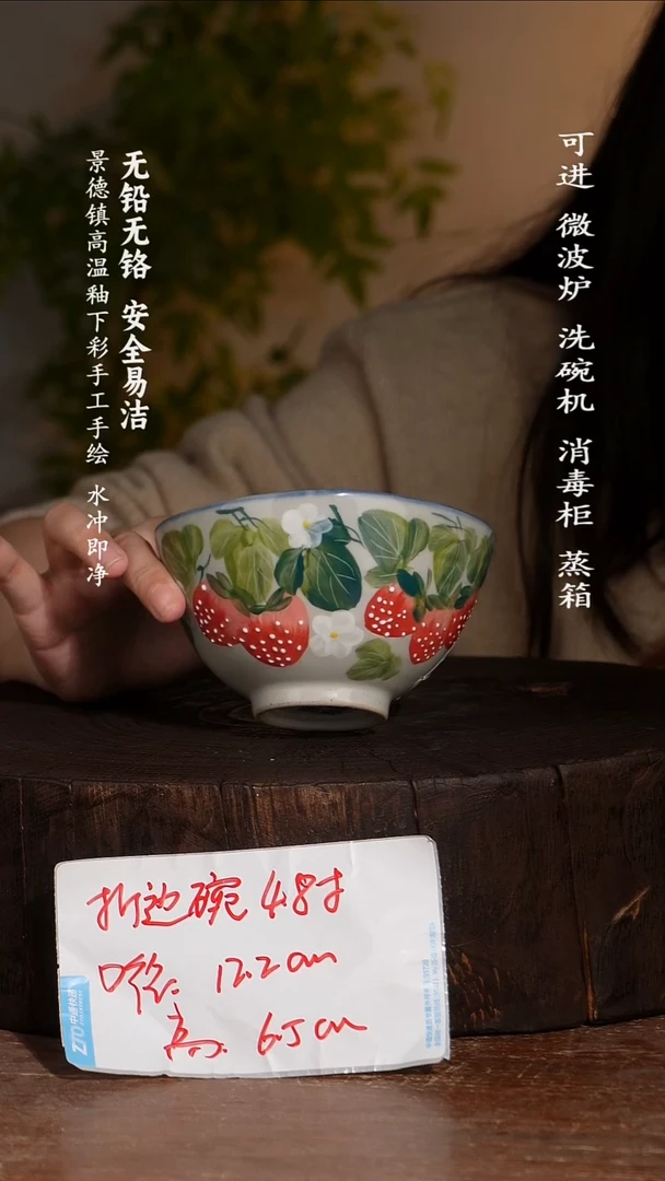 碗陶瓷景德镇高温瓷釉下彩手绘陶瓷