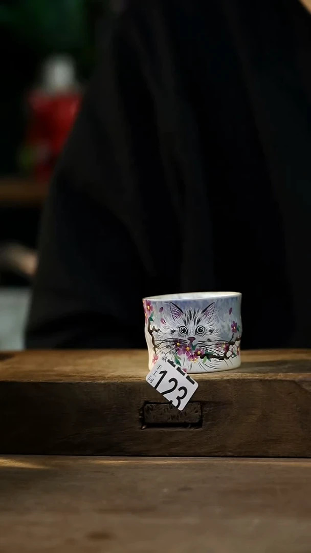 瓷片开播福利！！不顾一切之落单福利！！桃花猫咪竹节杯