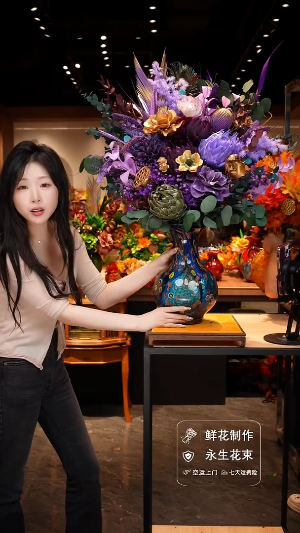 手工艺品琉璃手工花器花束空运包邮送货上门-以图片为准