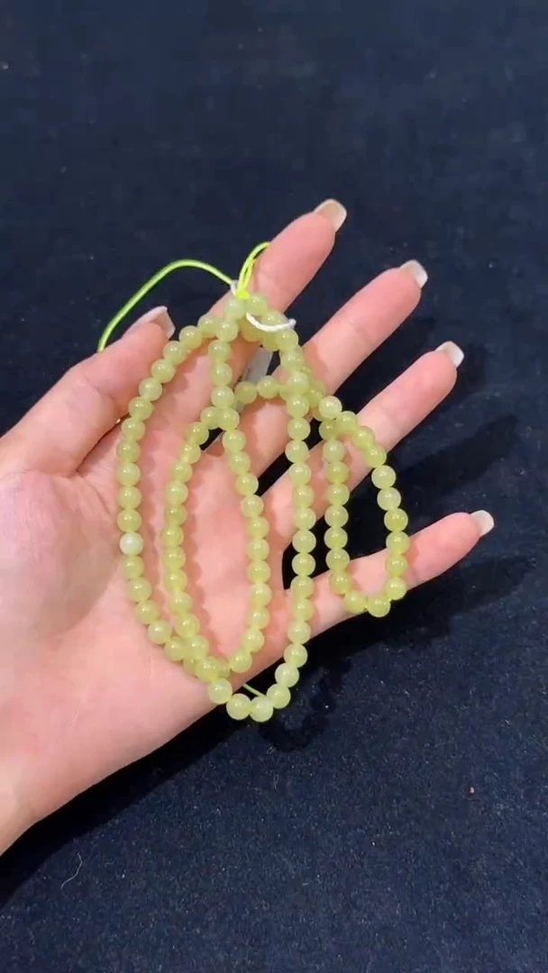 项链未镶嵌和田玉若羌黄口卡6微色差长链103颗